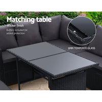 Gardeon Outdoor Furniture Dining Setting Sofa Set Wicker 8 Seater Storage Cover Black Outdoor Furniture Kings Warehouse 