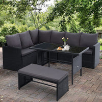 Gardeon Outdoor Furniture Dining Setting Sofa Set Wicker 8 Seater Storage Cover Black Outdoor Furniture Kings Warehouse 