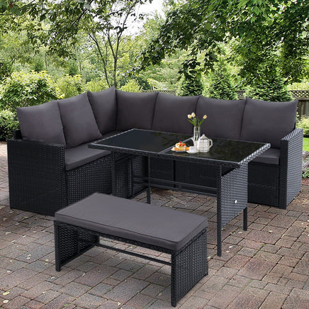 Gardeon Outdoor Furniture Dining Setting Sofa Set Wicker 8 Seater Storage Cover Black Outdoor Furniture Kings Warehouse 
