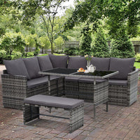 Gardeon Outdoor Furniture Dining Setting Sofa Set Wicker 8 Seater Storage Cover Mixed Grey Outdoor Furniture Kings Warehouse 