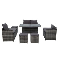 Gardeon Outdoor Furniture Dining Setting Sofa Set Wicker 9 Seater Storage Cover Mixed Grey Outdoor Kings Warehouse 