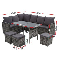 Gardeon Outdoor Furniture Dining Setting Sofa Set Wicker 9 Seater Storage Cover Mixed Grey Outdoor Kings Warehouse 