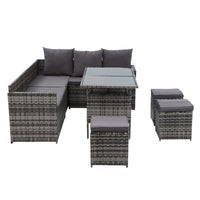 Gardeon Outdoor Furniture Dining Setting Sofa Set Wicker 9 Seater Storage Cover Mixed Grey Outdoor Kings Warehouse 