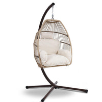 Gardeon Outdoor Furniture Egg Hanging Swing Chair Stand Wicker Rattan Hammock Outdoor Kings Warehouse 