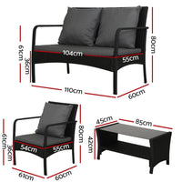 Gardeon Outdoor Furniture Lounge Table Chairs Garden Patio Wicker Sofa Set Home & Garden Kings Warehouse 