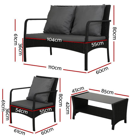 Gardeon Outdoor Furniture Lounge Table Chairs Garden Patio Wicker Sofa Set Home & Garden Kings Warehouse 