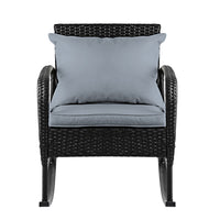 Gardeon Outdoor Furniture Rocking Chair Wicker Garden Patio Lounge Setting Black Outdoor Kings Warehouse 