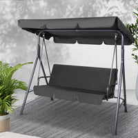 Gardeon Outdoor Furniture Swing Chair Hammock 3 Seater Bench Seat Canopy Black Kings Warehouse 