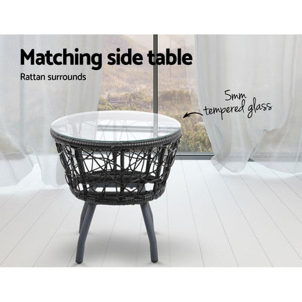 Gardeon Outdoor Patio Chair and Table - Black Outdoor Furniture Kings Warehouse 