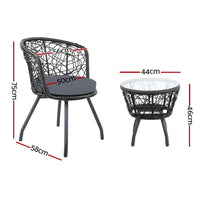 Gardeon Outdoor Patio Chair and Table - Black Outdoor Furniture Kings Warehouse 