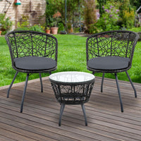 Gardeon Outdoor Patio Chair and Table - Black Outdoor Furniture Kings Warehouse 