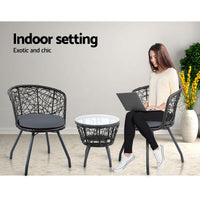 Gardeon Outdoor Patio Chair and Table - Black Outdoor Furniture Kings Warehouse 
