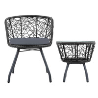 Gardeon Outdoor Patio Chair and Table - Black Outdoor Furniture Kings Warehouse 