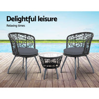 Gardeon Outdoor Patio Chair and Table - Black Outdoor Furniture Kings Warehouse 
