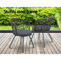 Gardeon Outdoor Patio Chair and Table - Black Outdoor Furniture Kings Warehouse 
