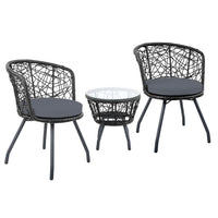 Gardeon Outdoor Patio Chair and Table - Black Outdoor Furniture Kings Warehouse 