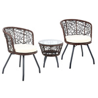 Gardeon Outdoor Patio Chair and Table - Brown Outdoor Furniture Kings Warehouse 