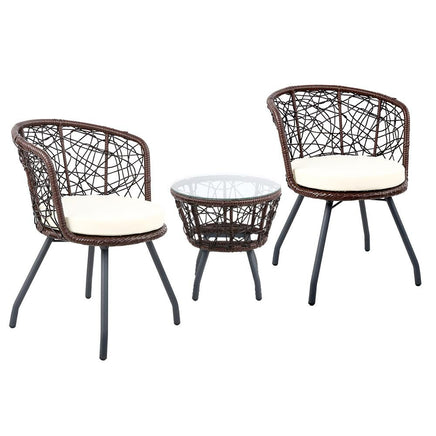 Gardeon Outdoor Patio Chair and Table - Brown Outdoor Furniture Kings Warehouse 