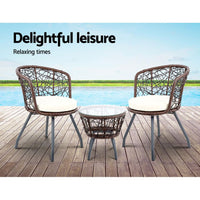 Gardeon Outdoor Patio Chair and Table - Brown Outdoor Furniture Kings Warehouse 