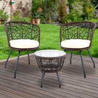 Gardeon Outdoor Patio Chair and Table - Brown Outdoor Furniture Kings Warehouse 