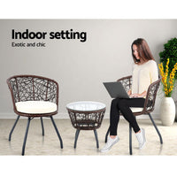 Gardeon Outdoor Patio Chair and Table - Brown Outdoor Furniture Kings Warehouse 