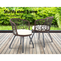 Gardeon Outdoor Patio Chair and Table - Brown Outdoor Furniture Kings Warehouse 