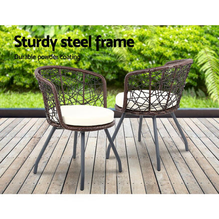 Gardeon Outdoor Patio Chair and Table - Brown Outdoor Furniture Kings Warehouse 