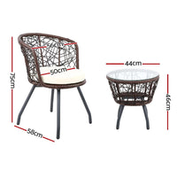Gardeon Outdoor Patio Chair and Table - Brown Outdoor Furniture Kings Warehouse 