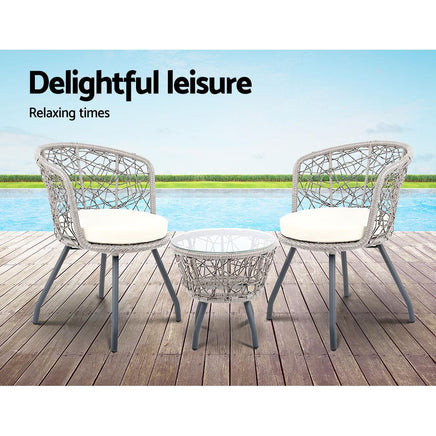Gardeon Outdoor Patio Chair and Table - Grey Outdoor Furniture Kings Warehouse 