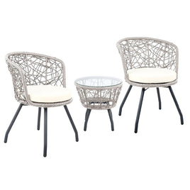Gardeon Outdoor Patio Chair and Table - Grey Outdoor Furniture Kings Warehouse 