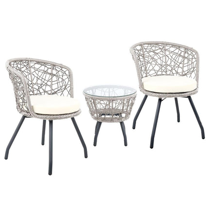 Gardeon Outdoor Patio Chair and Table - Grey Outdoor Furniture Kings Warehouse 