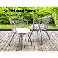 Gardeon Outdoor Patio Chair and Table - Grey Outdoor Furniture Kings Warehouse 