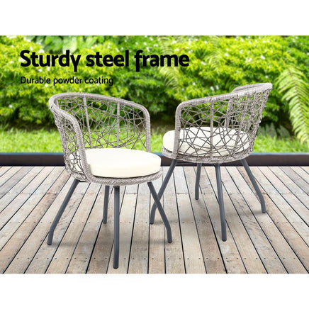 Gardeon Outdoor Patio Chair and Table - Grey Outdoor Furniture Kings Warehouse 