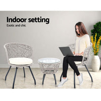 Gardeon Outdoor Patio Chair and Table - Grey Outdoor Furniture Kings Warehouse 