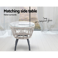 Gardeon Outdoor Patio Chair and Table - Grey Outdoor Furniture Kings Warehouse 