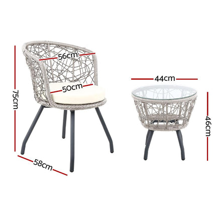 Gardeon Outdoor Patio Chair and Table - Grey Outdoor Furniture Kings Warehouse 