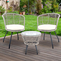 Gardeon Outdoor Patio Chair and Table - Grey Outdoor Furniture Kings Warehouse 