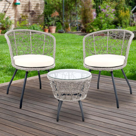 Gardeon Outdoor Patio Chair and Table - Grey Outdoor Furniture Kings Warehouse 