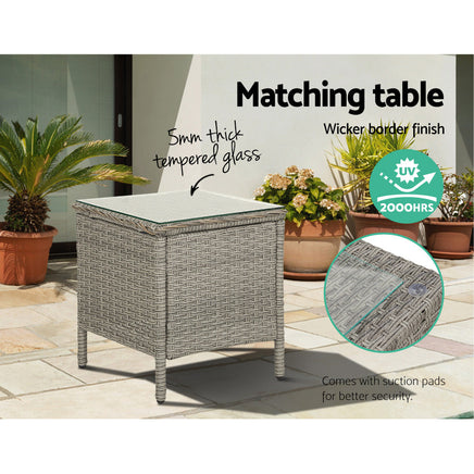 Gardeon Outdoor Patio Furniture Recliner Chairs Table Setting Wicker Lounge 5pc Grey Home & Garden > Garden Furniture Kings Warehouse 