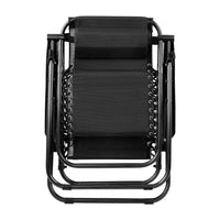 Gardeon Outdoor Portable Recliner - Black Camping Kings Warehouse 