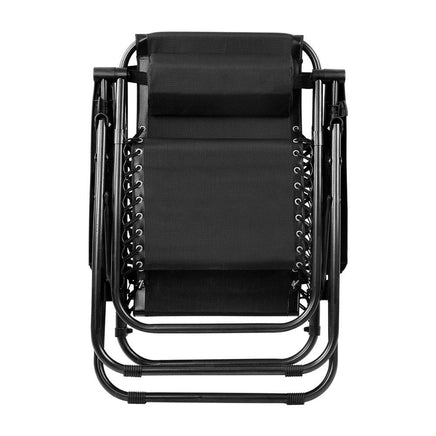 Gardeon Outdoor Portable Recliner - Black Camping Kings Warehouse 