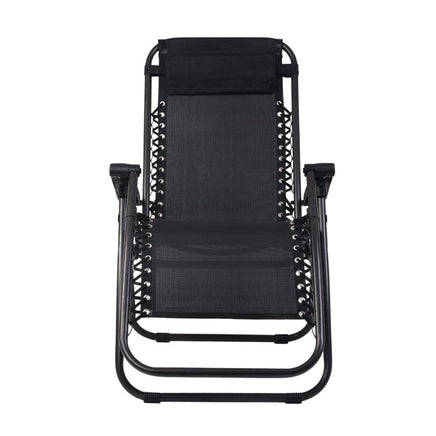 Gardeon Outdoor Portable Recliner - Black Camping Kings Warehouse 