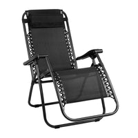 Gardeon Outdoor Portable Recliner - Black Camping Kings Warehouse 