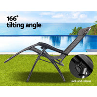 Gardeon Outdoor Portable Recliner - Grey Camping Kings Warehouse 