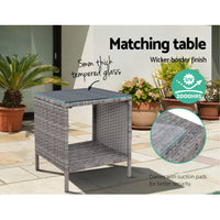Gardeon Outdoor Setting Recliner Chair Table Set Wicker lounge Patio Furniture Grey Home & Garden > Garden Furniture Kings Warehouse 