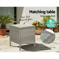 Gardeon Outdoor Setting Recliner Chair Table Set Wicker lounge Patio Furniture Grey Home & Garden > Garden Furniture Kings Warehouse 