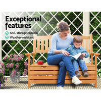 Gardeon Outdoor Storage Bench Box Wooden Garden Chair 2 Seat Timber Furniture Garden Furniture Kings Warehouse 