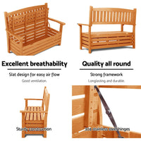 Gardeon Outdoor Storage Bench Box Wooden Garden Chair 2 Seat Timber Furniture Garden Furniture Kings Warehouse 