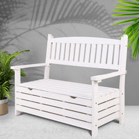 Gardeon Outdoor Storage Bench Box Wooden Garden Chair 2 Seat Timber Furniture White Outdoor Kings Warehouse 