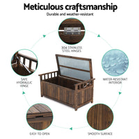 Gardeon Outdoor Storage Box Wooden Garden Bench Chest Toy Tool Sheds Furniture Garden Supplies Kings Warehouse 